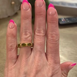 Julie Vos “Mykonos” ring in jade green and gold, size 7